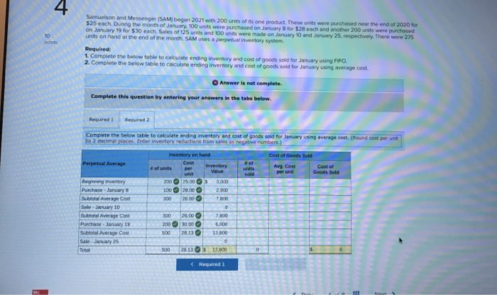 units of its one product. These units were gurchased near the end