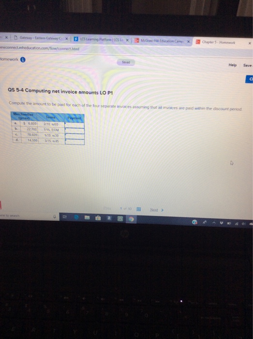  ct.htm omeworlk Help Seve QS 5-4 Computing net invoice amounts LO