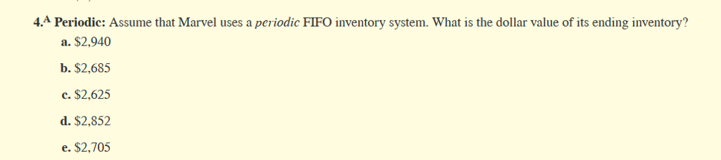 I don't understand the periodic method. Use the following information from Marvel