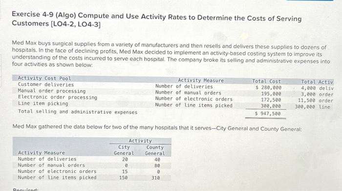  Required: 1. Compute the activity rate for each activity cost pool.