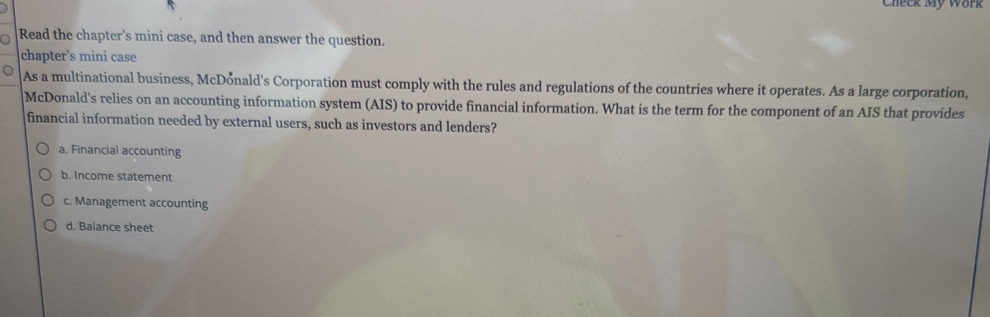  Read the chapter's mini case, and then answer the question. chapter's