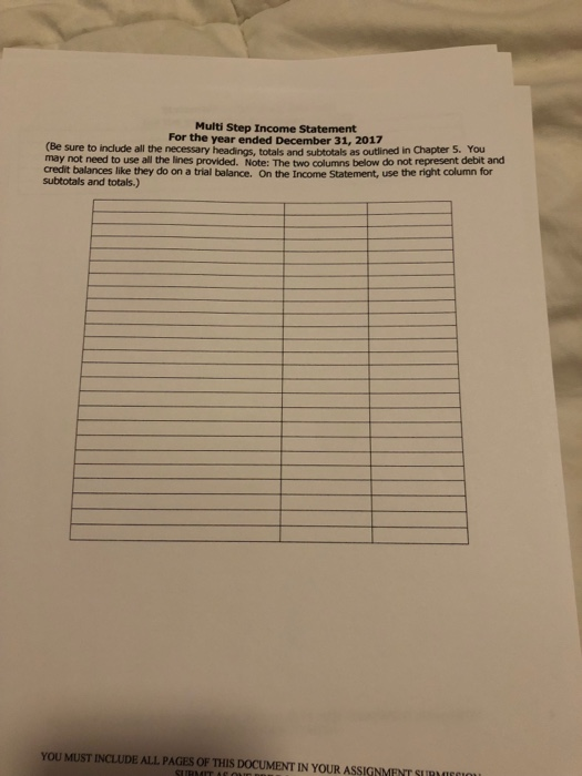 balance be the Mult-Step Income Statement and prepare the Statement of Retained