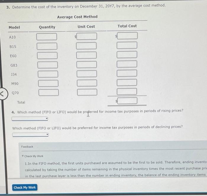 Invoices Inventory Count, Inventory, January 1 Model 1st 2nd 3rd December 31