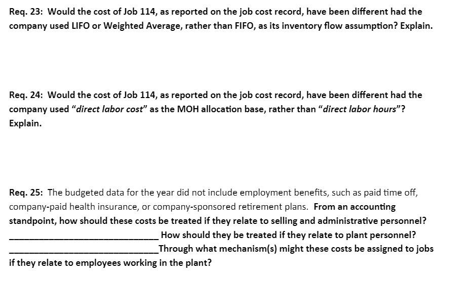 cost record. Req. 17: Calculate the amount of manufacturing overhead to allocate
