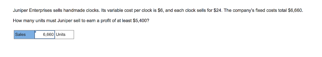 $6, and each clock sells for $24. Calculate Juniper's contribution margin per