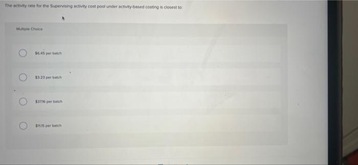 cost Equipment depreciation $ 87,500 Supervisory expense $ 9,900 Distribution of Resource