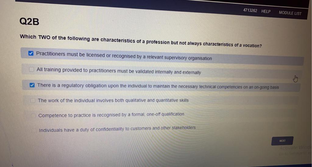 please answer these questions 4713262 HELP MODULE LIST Q2B Which TWO of