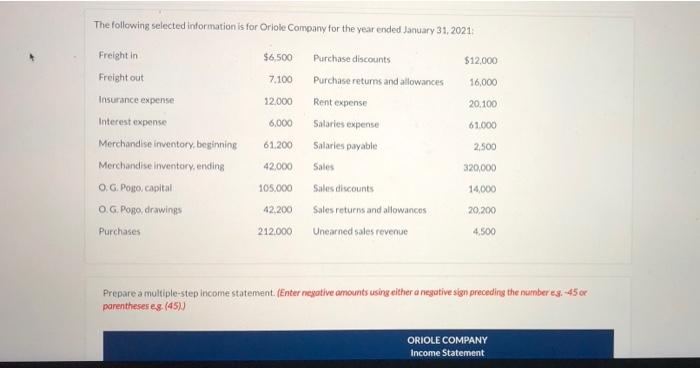 as soon as possible accurate answer please The following selected information is