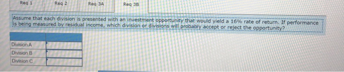 the return on investment (ROI) for each division using the formula stated