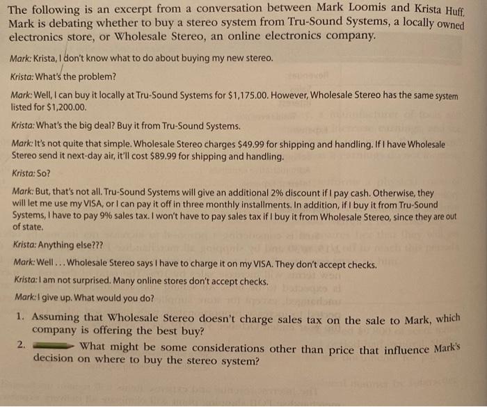 please help The following is an excerpt from a conversation between Mark