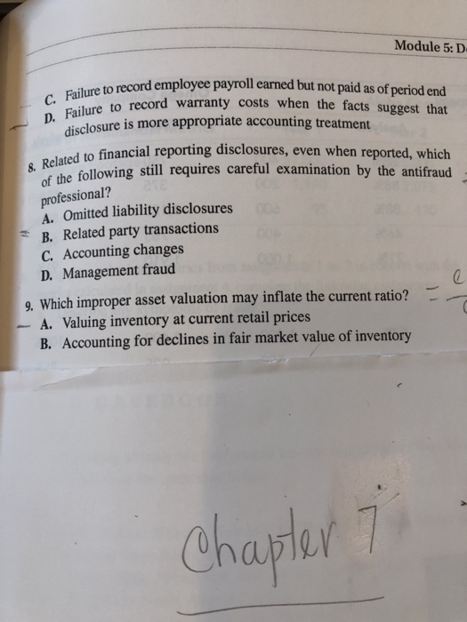  Module 5:D C. Failure to record emnl D. Failure to record