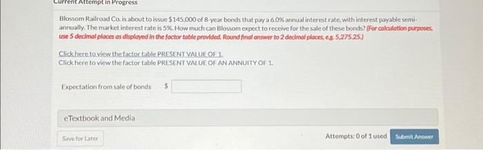  Current Attempt in Progress Blossom Railroad Co. is about to issue