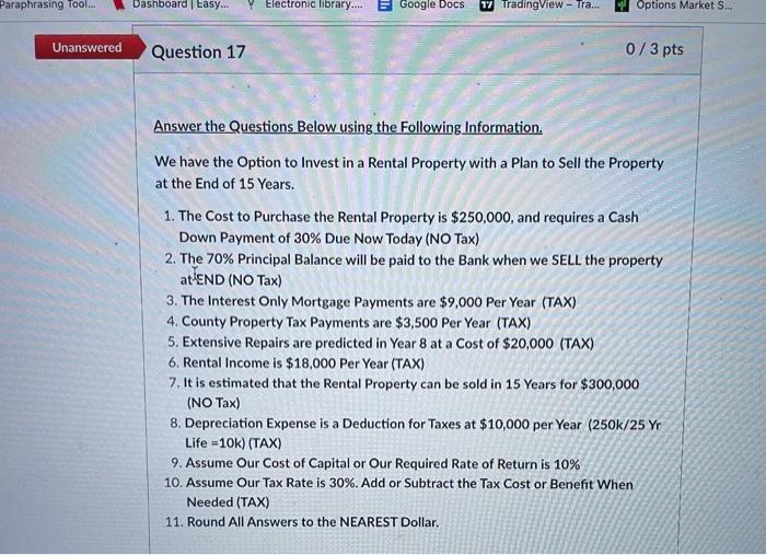  Answer the Questions Below using the Following Information. We have the