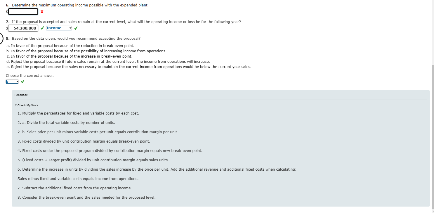 fill in the blank $_________ Break-Even Sales Under Present and Proposed Conditions