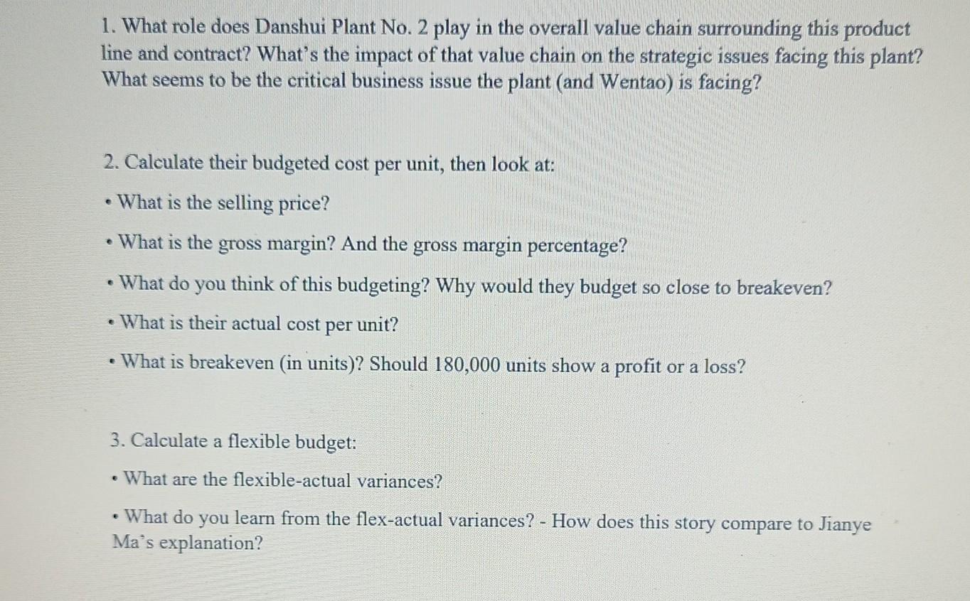 value chain on the strategic issues facing this plant? What seems to
