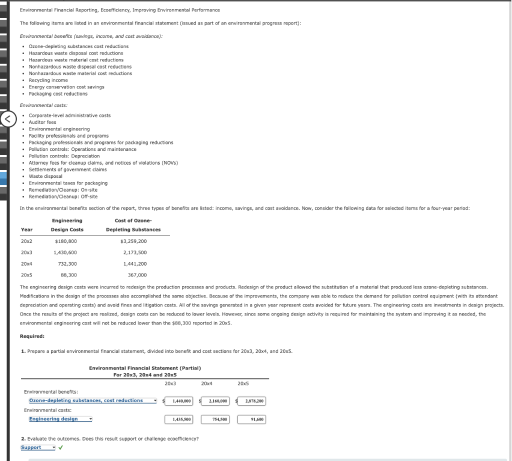Please answer the question clearly. THANK YOU Environmental Financial Reporting, Ecoefficiency,