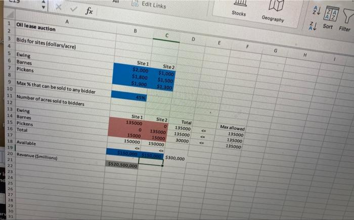 auctioning off oil leases at two sites. At each site, 150,000 acres