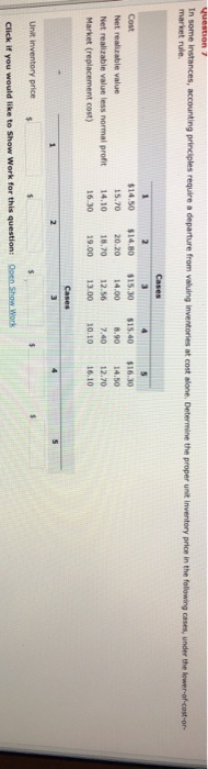  Question In some instances, accounting principles require a departure from valuing