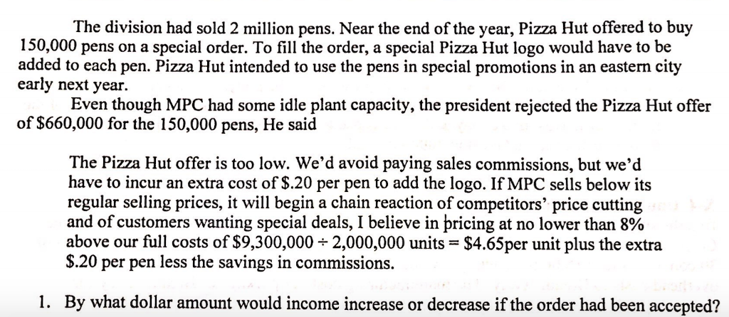 details of the income statement of the Manteray Pen Company (MPC) for