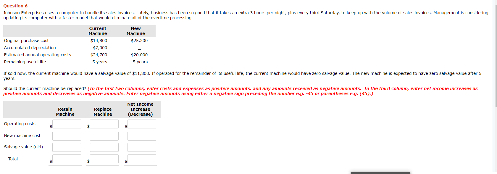 Question 6 Johnson Enterprises uses a computer to handle its sales