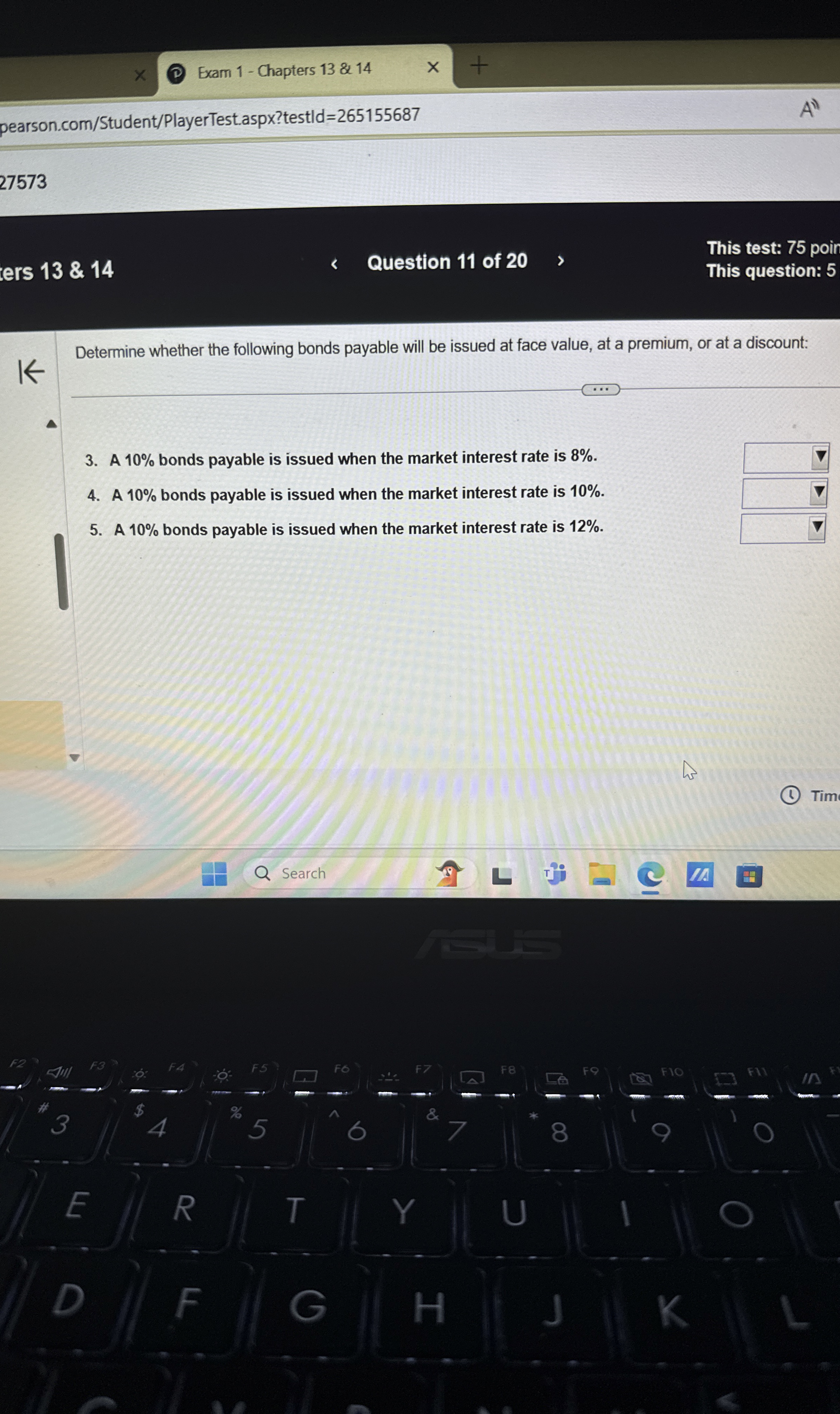  Determine whether the following bonds payable will be issued at face