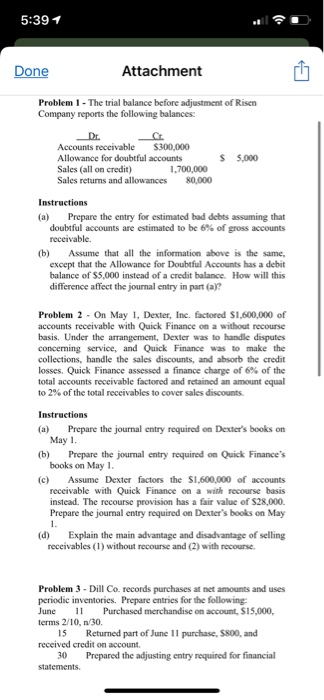  5:391 Done Attachment Problem 1 - The trial balance before adjustment