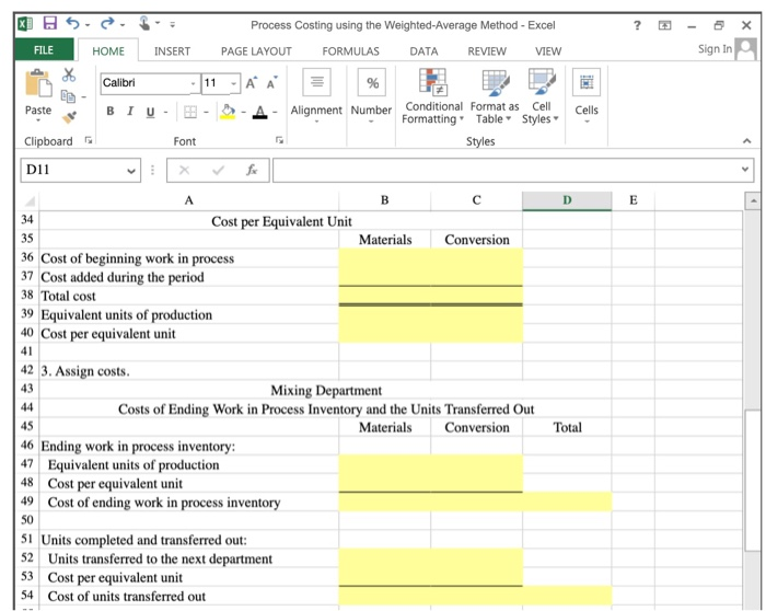 mixing department for the month of July. The Controller has asked you
