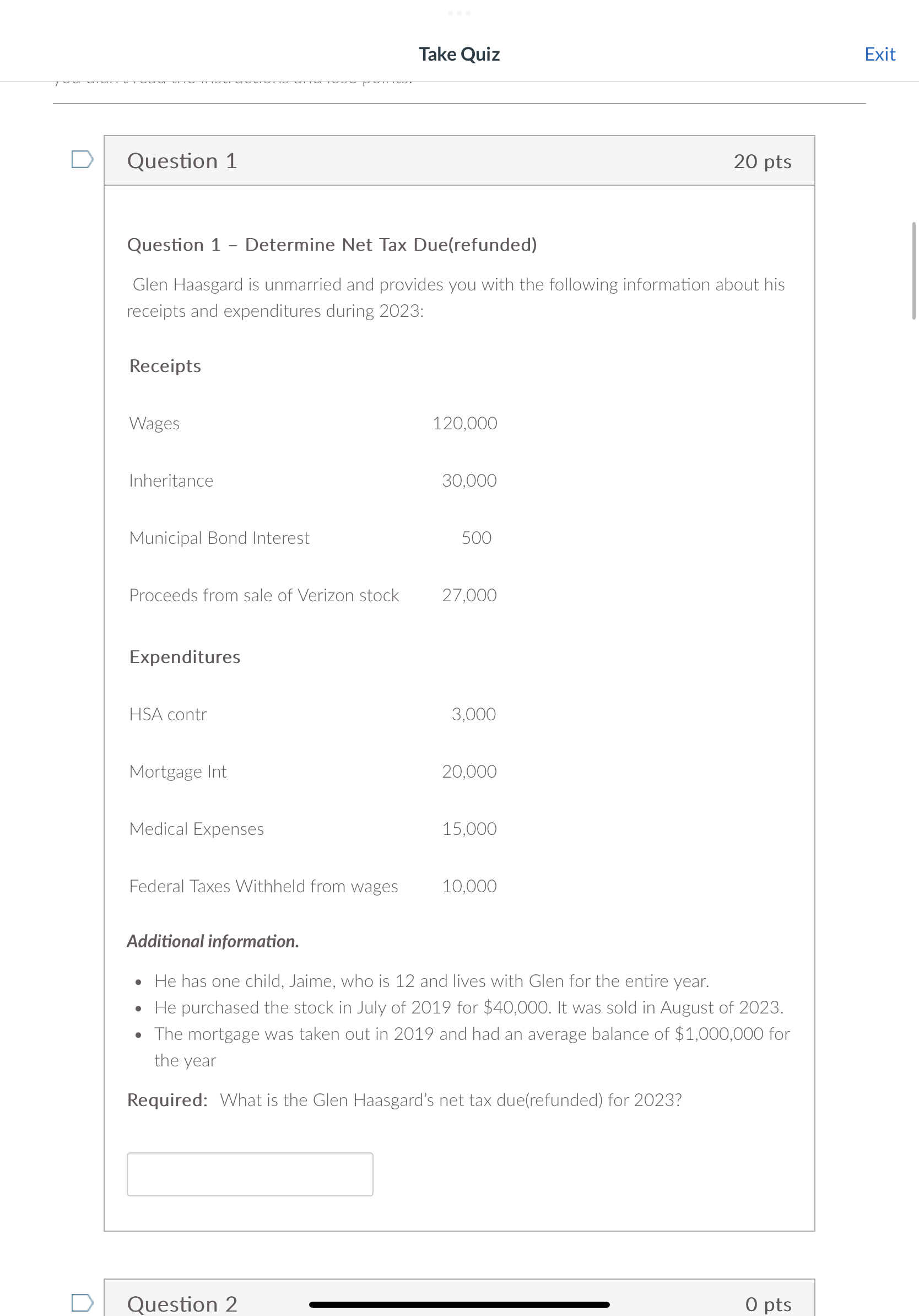  SHOW STEP BY STEP WORK!!! Question 1- Determine Net Tax Due(refunded)