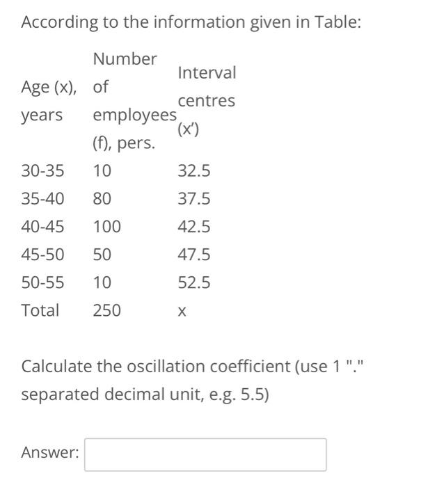  find oscillation coefficient According to the information given in Table: Number