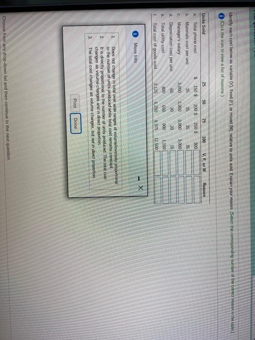  Identify each cost below as variable ) fixed (F), or mixed