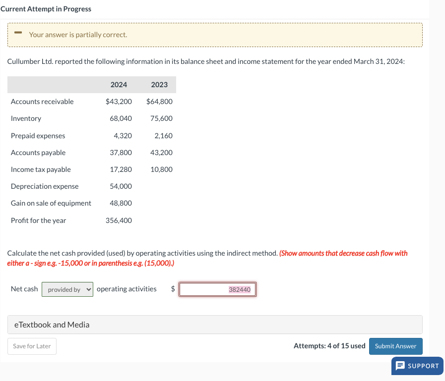 Current Attempt in Progress Your answer is partially correct. Cullumber Ltd.