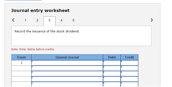 credits. Journal entry worksheet
