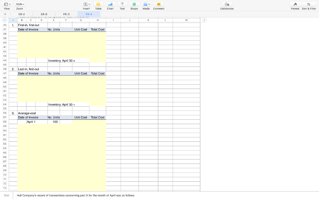 Comment Collaborate Format Sort & Filter E8-2 E8-9 P8-3 P8-4 P8-4 (L03)