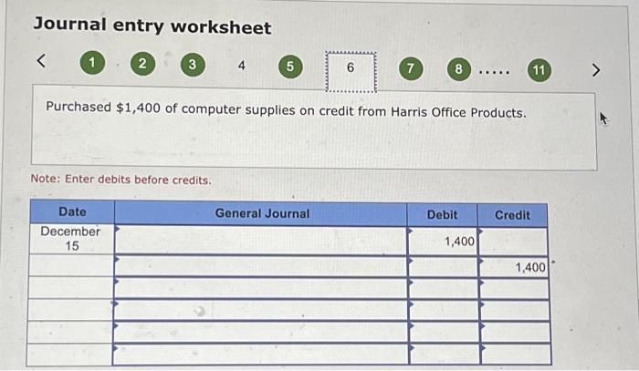 Alex's paid a $1,800 cash advance to Business Solutions. Note: Enter debits