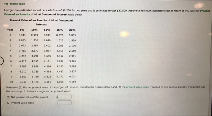  Please help with these two parts Net Present Value A project