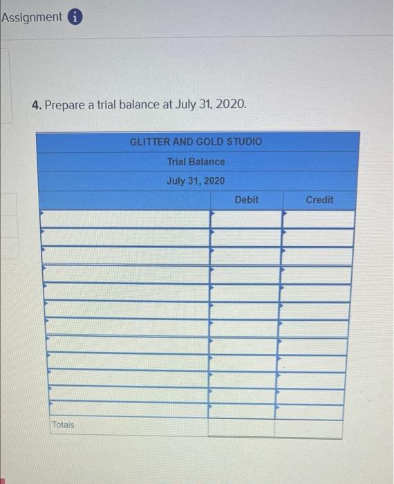 following activities occurred during July, the third month of operations: July 1