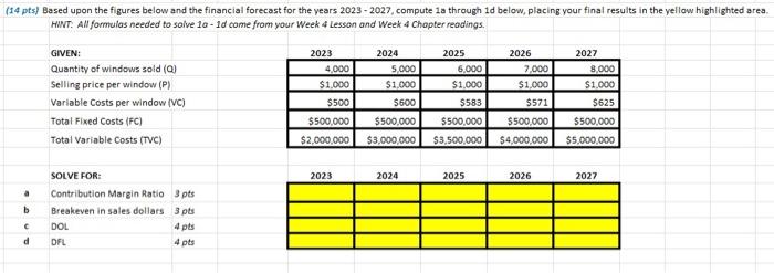 for the vears 20232027, compute 1a through 1d below, placing your final