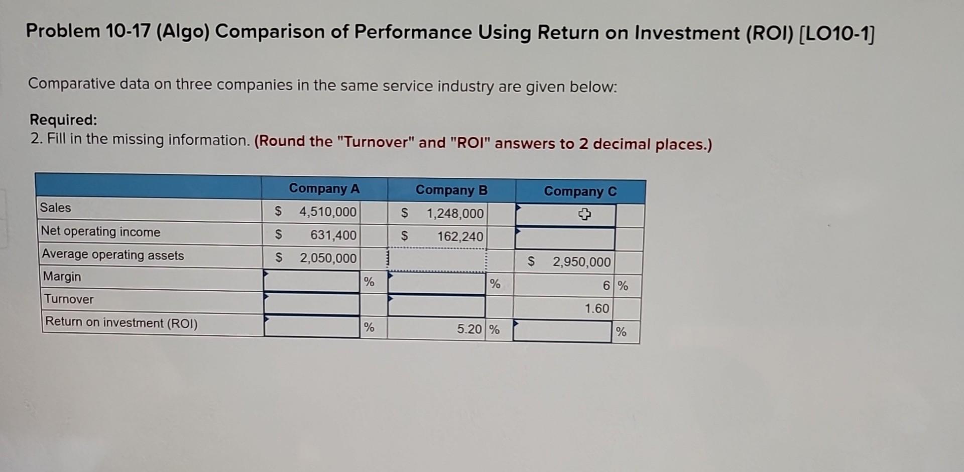 Show me the steps please. Thanks Problem 10-17 (Algo) Comparison of