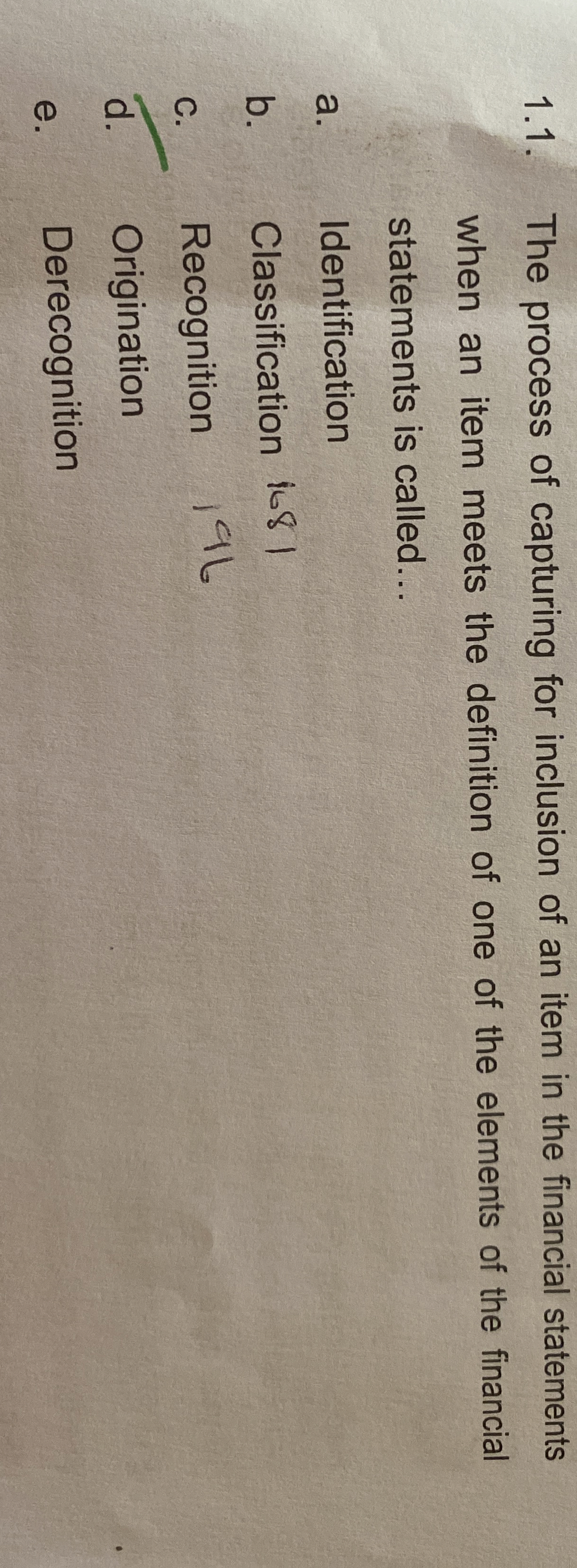 1.1. The process of capturing for inclusion of an item in
