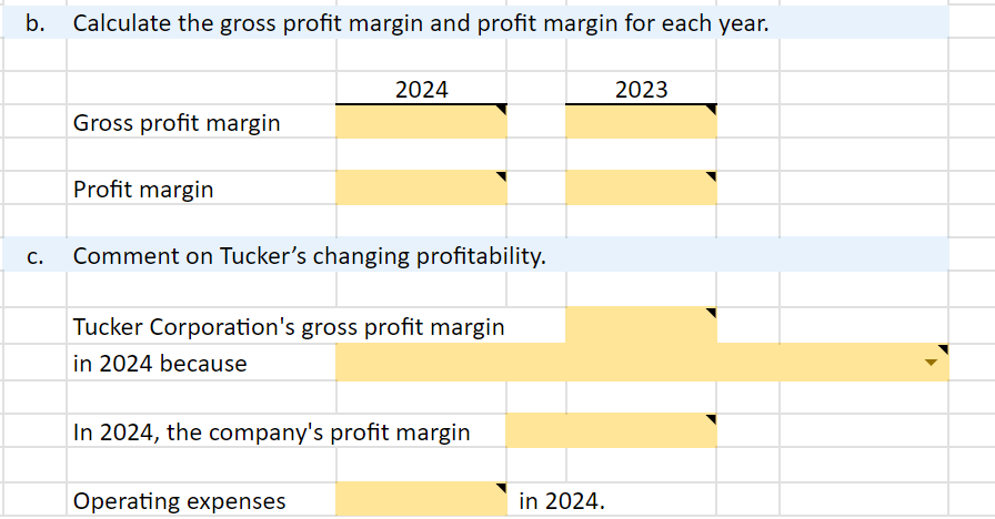 Determine Statement of Income Amounts and Profitability Ratios PROBLEM In 2024 and