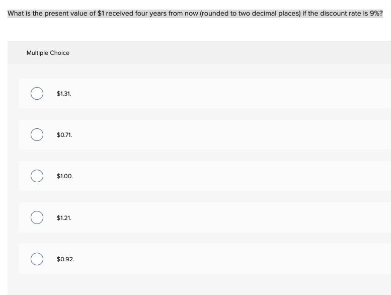 Please help, will thumbs up! Thanks What is the present value of