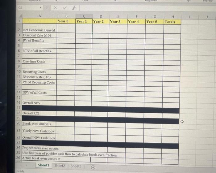 please help. also work has to be done in this excel format