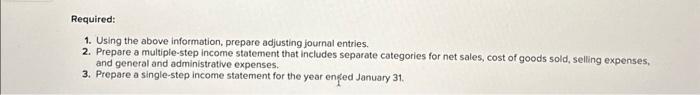 adjusting journal entries. 2. Prepare a multiple-step income statement that includes separate