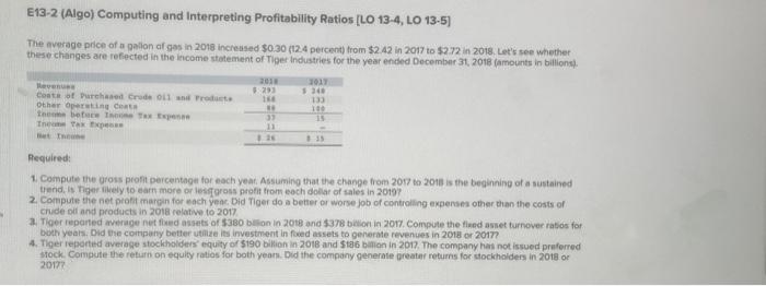 PLEASE SOLVE ASAP THANK YOU!!! will give thumbs up! E13-2 (Algo) Computing