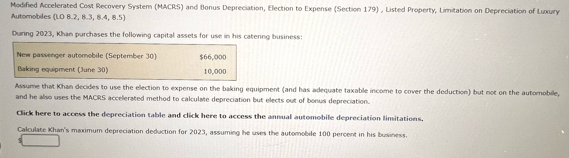  Modified Accelerated Cost Recovery System (MACRS) and Bonus Depreciation, Election to