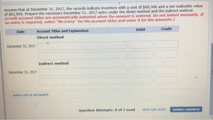 of $55,800 and a net realizable value of $52,200 at December 31,