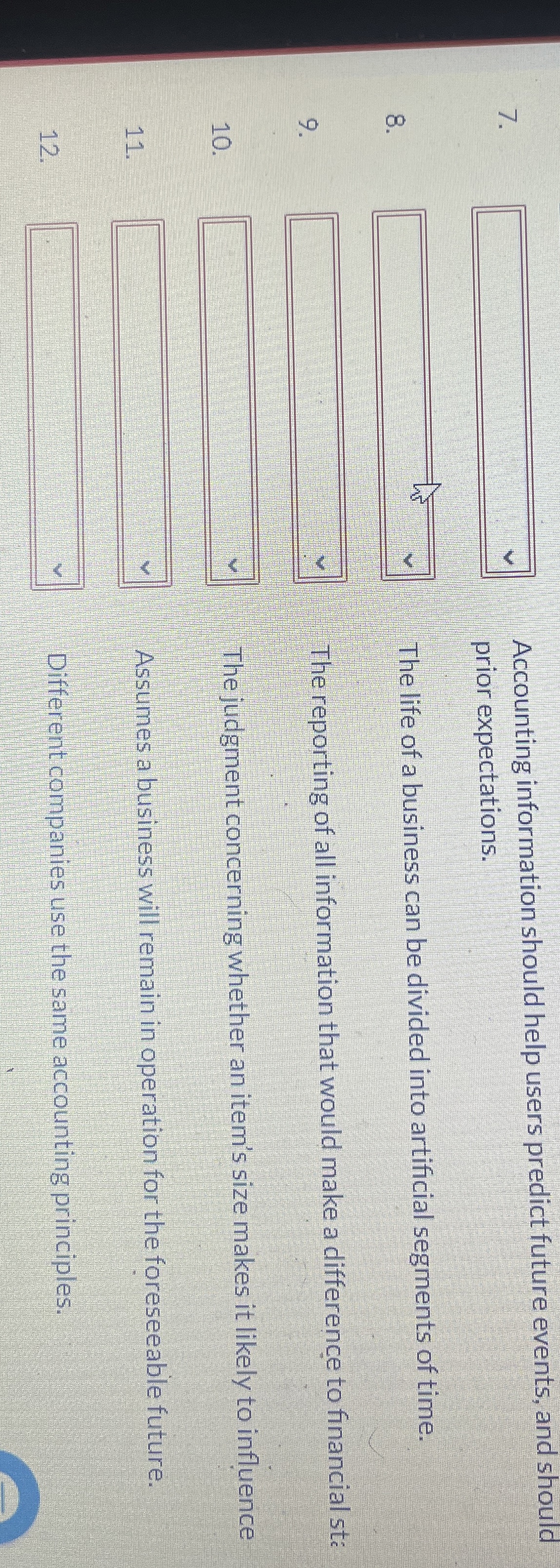  Accounting information should help users predict future events, and should prior