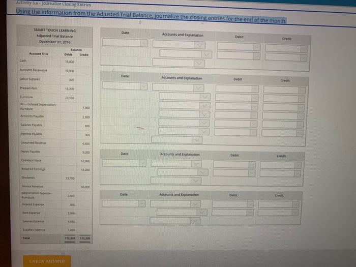  Activity 3.a - Journalize Closing Entries Using the information from the