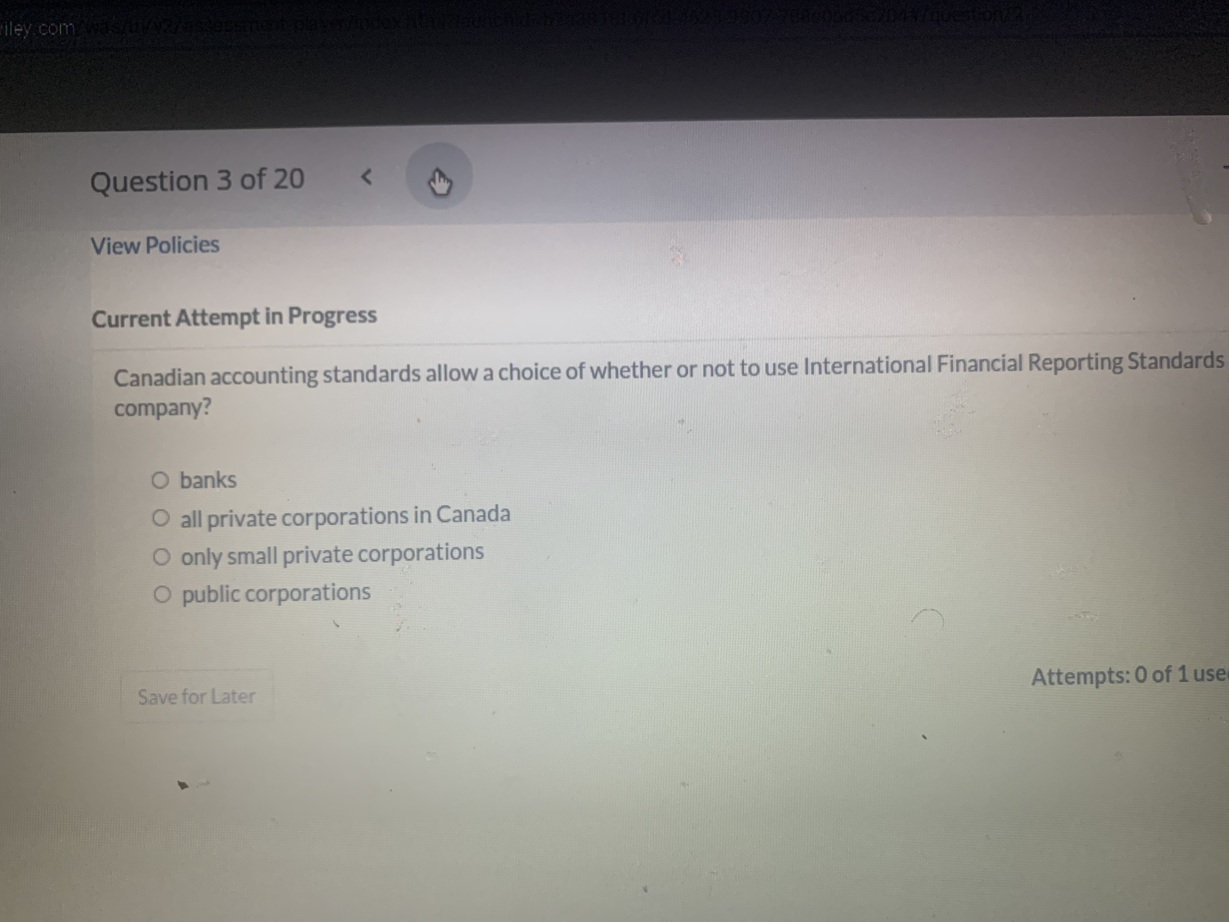  Current Attempt in Progress Canadian accounting standards allow a choice of