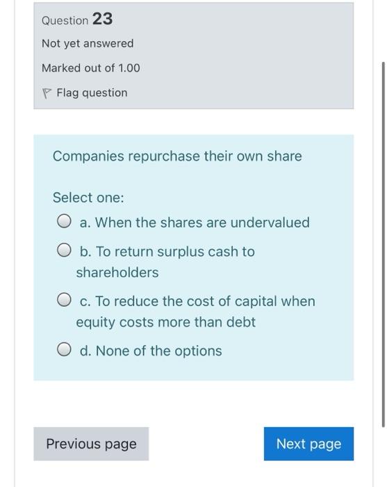 will rate you Question 22 Not yet answered Marked out of 1.00